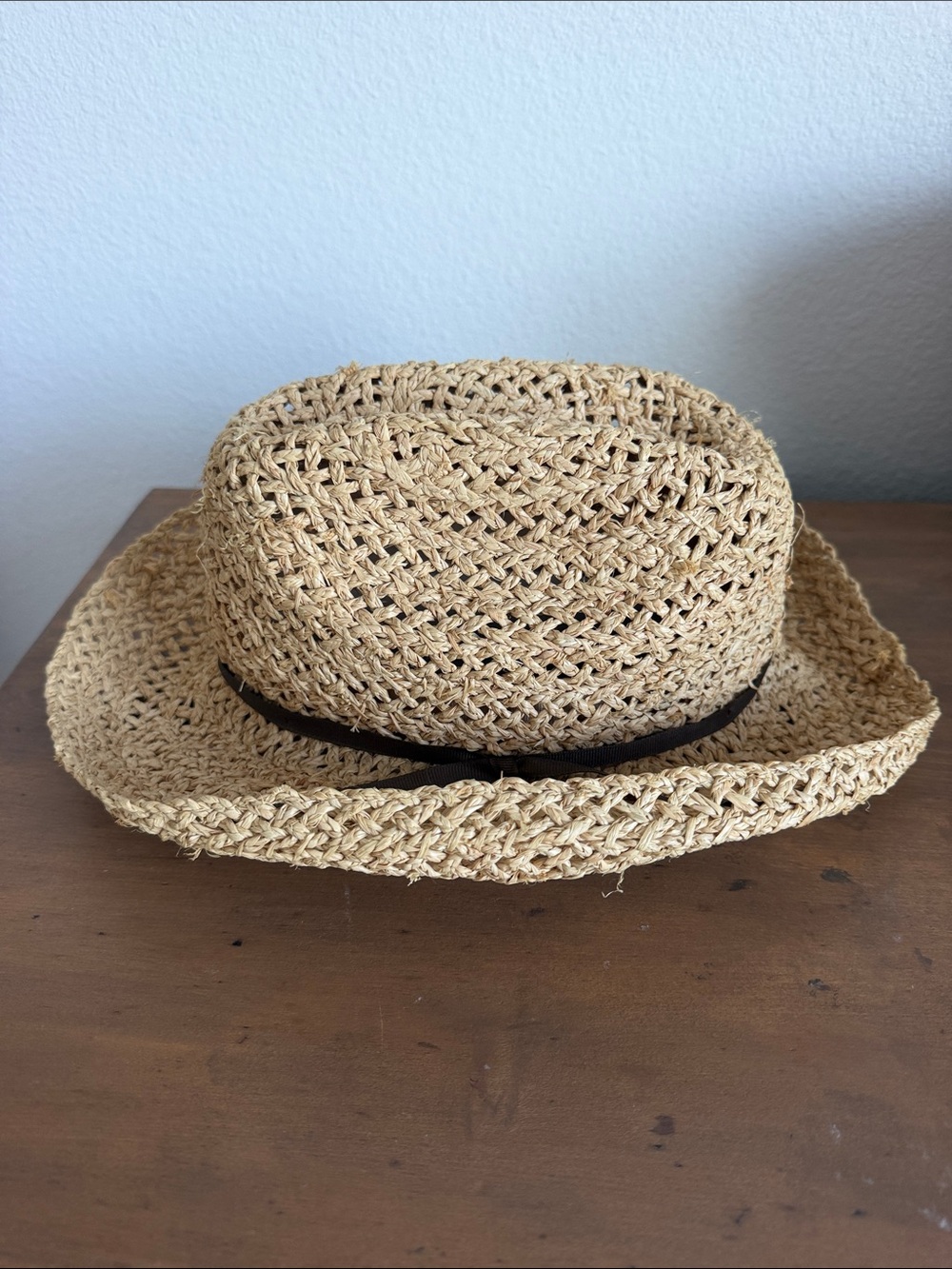 J Crew Natural Straw Cowboy Hat with Brown Band - Picture 2 of 6